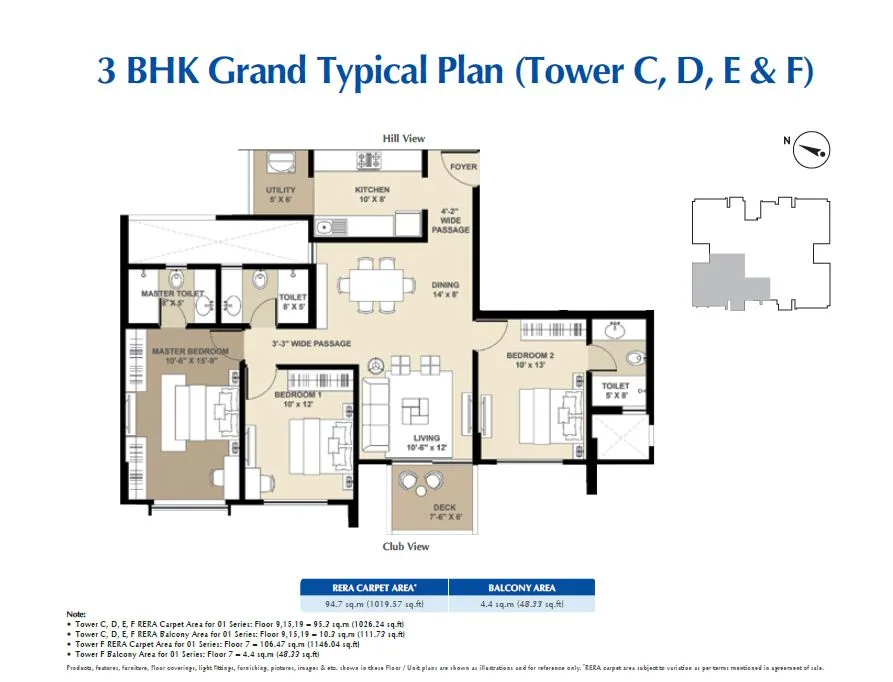 Vicinia 3BHK Grand Typical Plan (C,D,E,F)