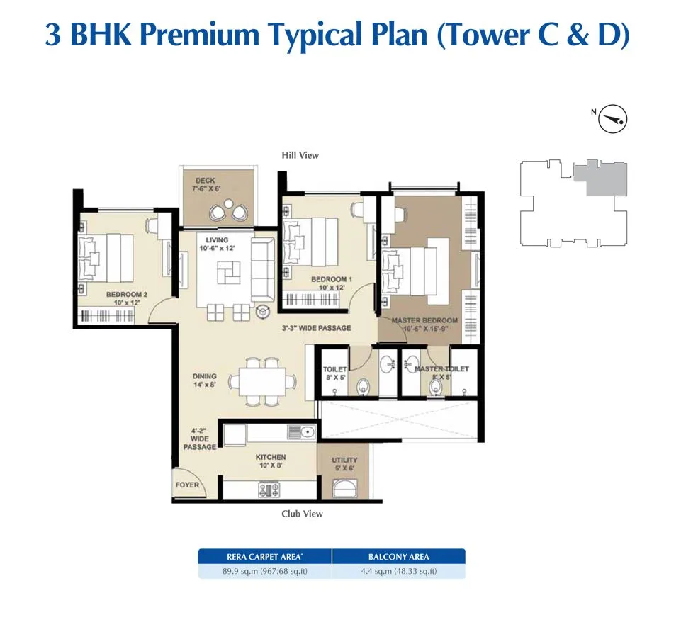 Vicinia 3BHK Premium Typical Floor Plan C-D