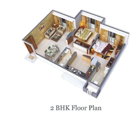 Lashkaria Empress 2BHK Floor Plan
