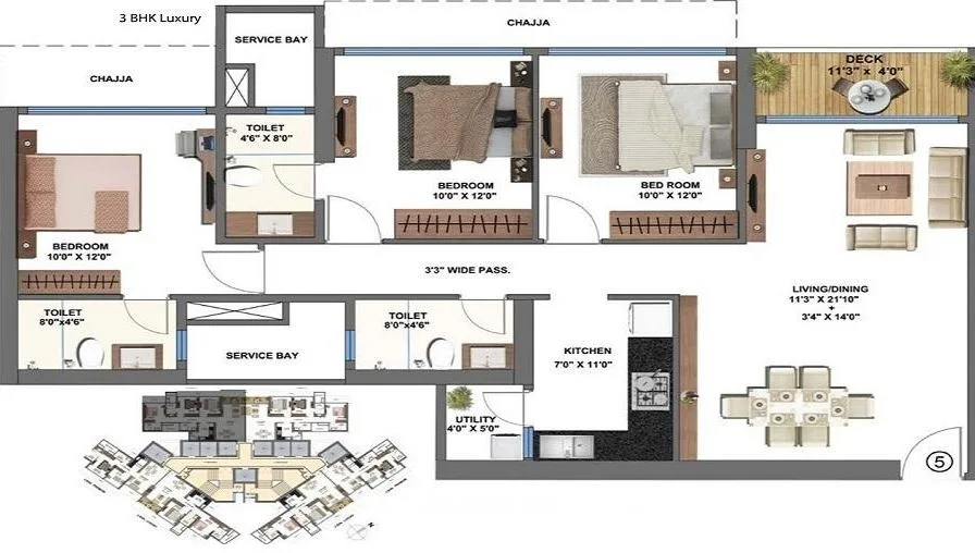 Epsilon 3BHK Plan