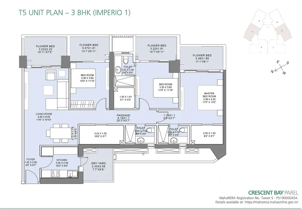 Crescent Bay T5 Unit Plan 3BHK Imperio 1