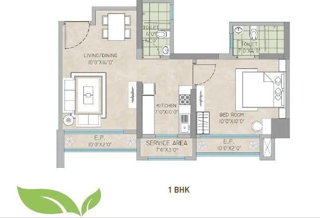 Ecovistas 1BHK Plan