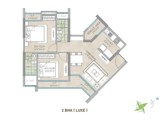 Ecovistas 2BHK Luxe Plan