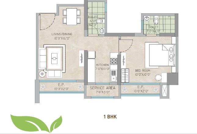 Ecovistas 1BHK Plan