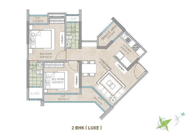 Ecovistas 2BHK Luxe Plan