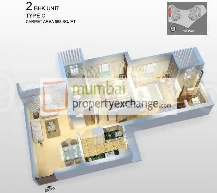 2BHK Type c Floor Plan