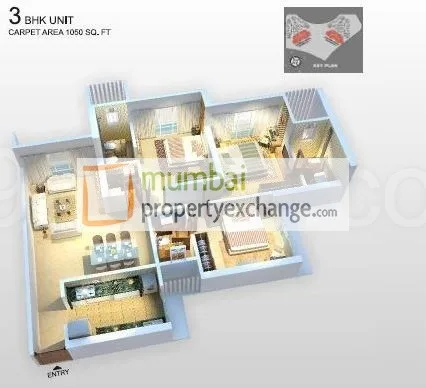3BHK Floor Plan