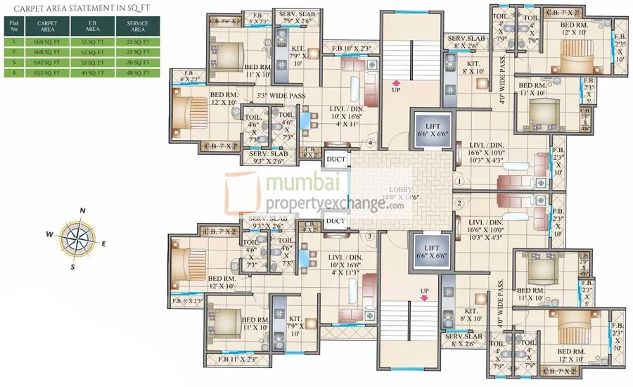 2 BHK Floor Plan
