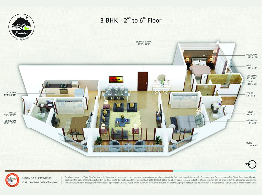 Tridhaatu Aranya 3BHK Plan 2nd-6th