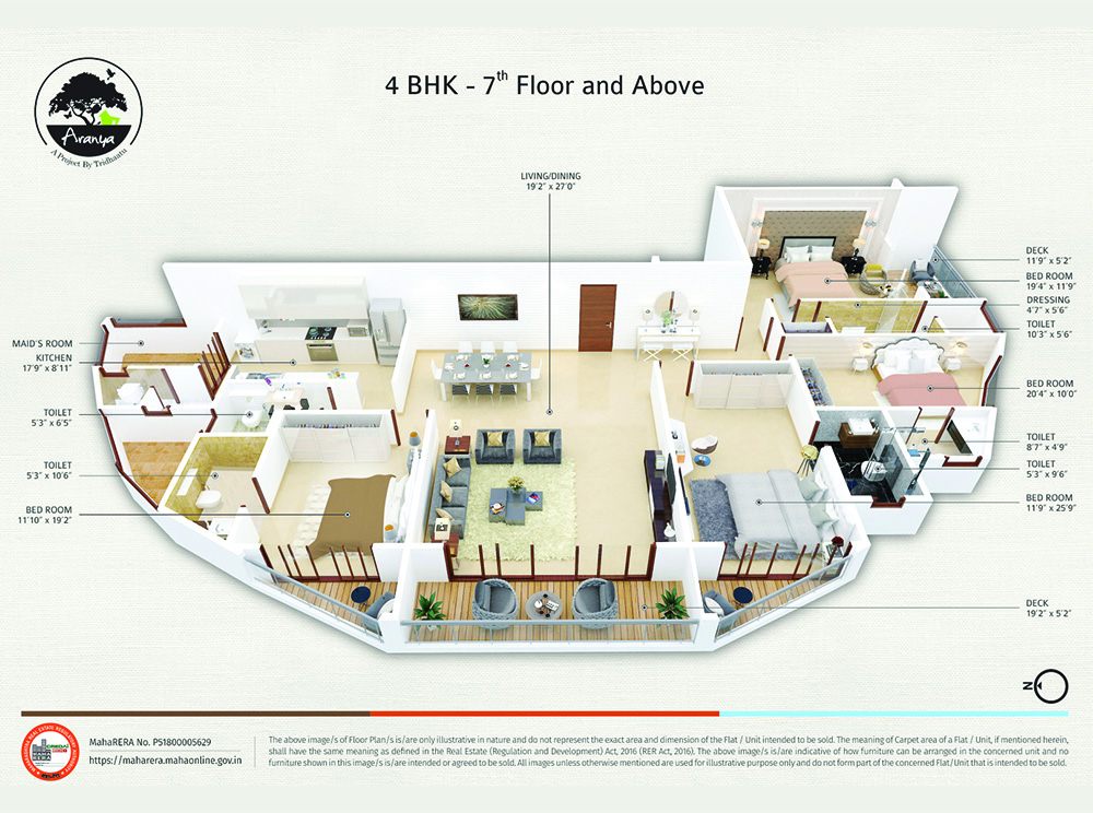 Tridhaatu Aranya 4BHK Plan 7th Floor and above