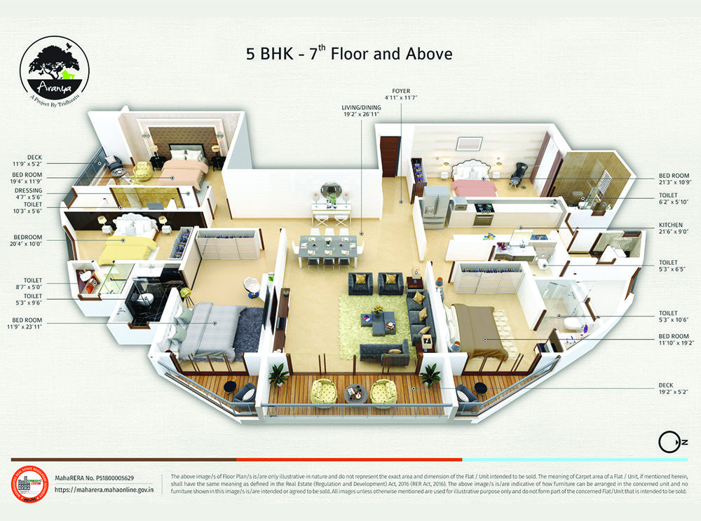 Tridhaatu Aranya 5BHK Plan 7th Floor and above