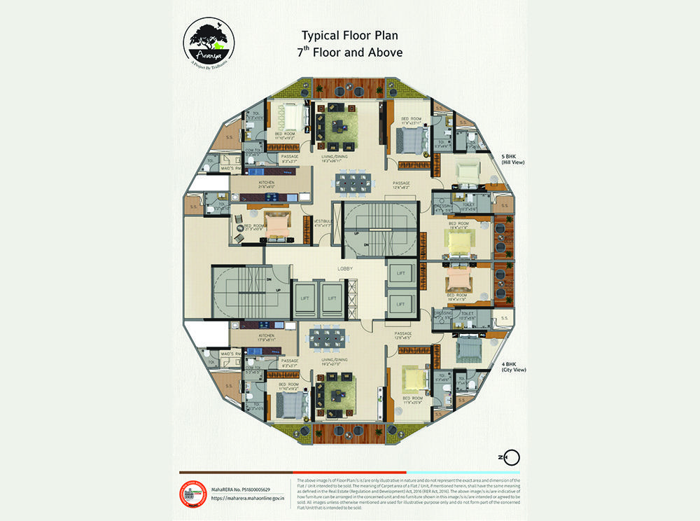 Tridhaatu Aranya Typical Floor Plan 7th and Above