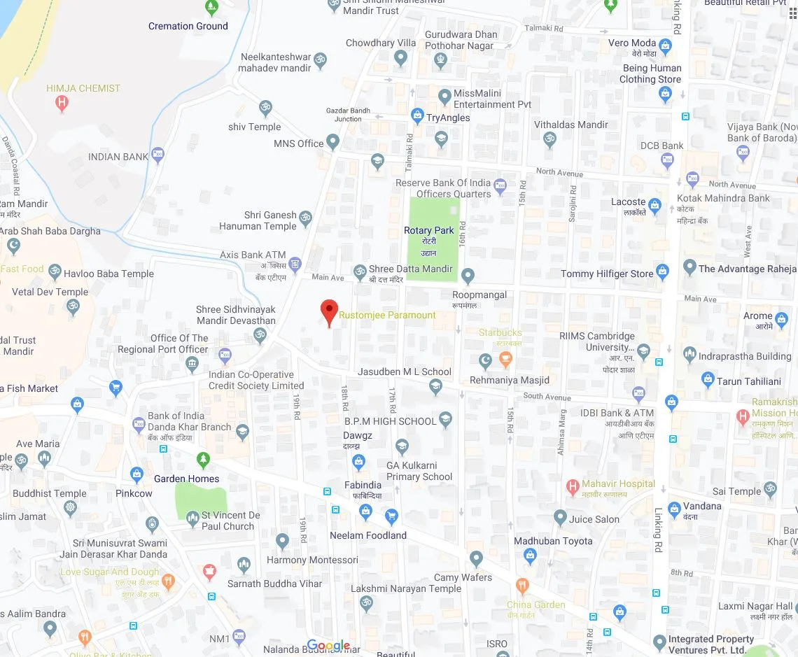 Rustomjee Paramount Khar(W) Location Map