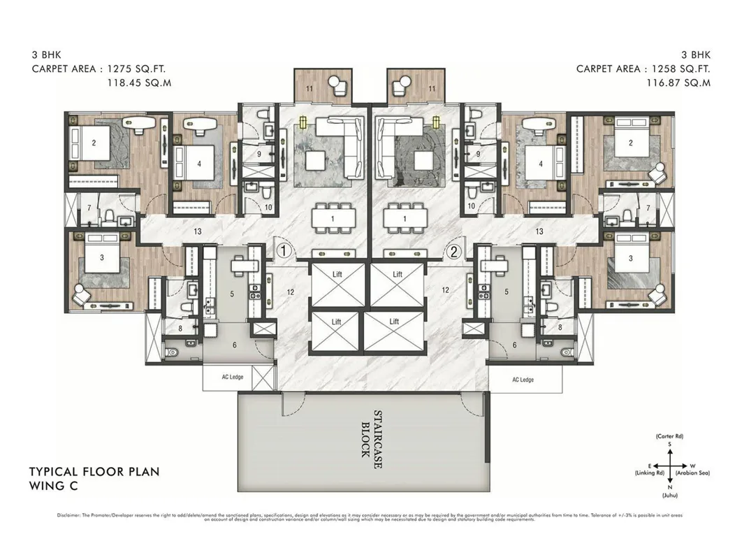 Rustomjee Paramount Khar(W) Typical Floor Plan Wing C