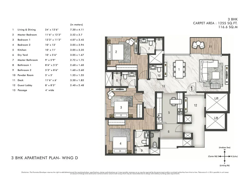 Rustomjee Paramount Khar(W) Wing D 3BHK