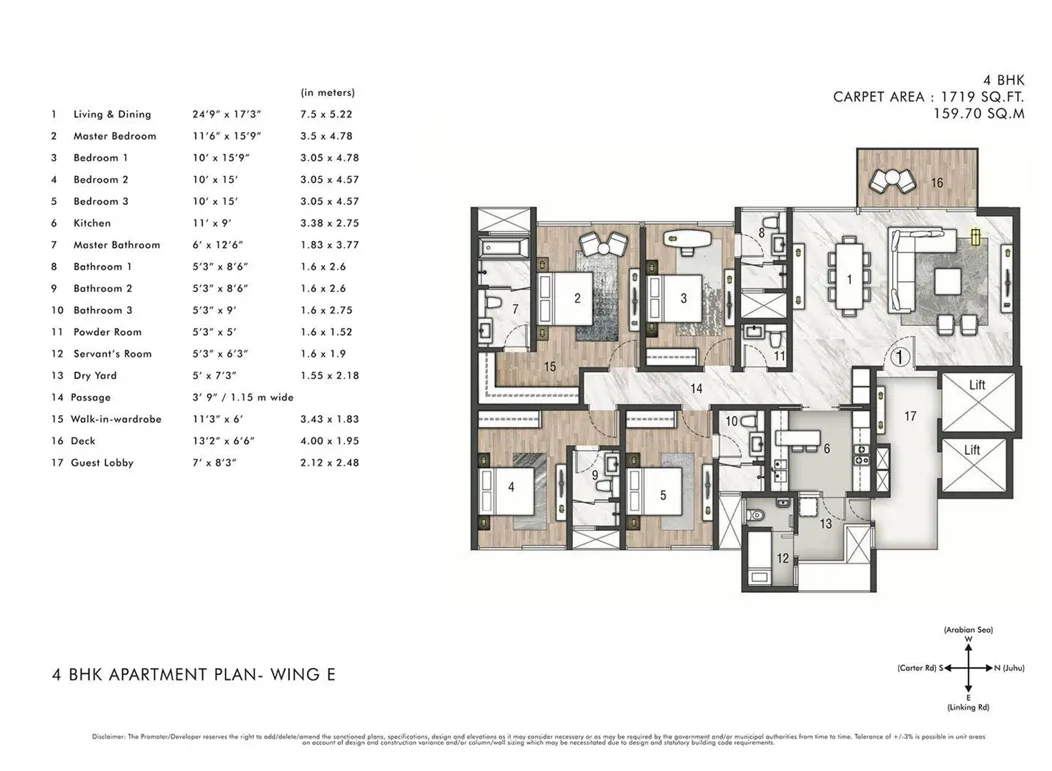 Rustomjee Paramount Khar(W) Wing E 4BHK Type1