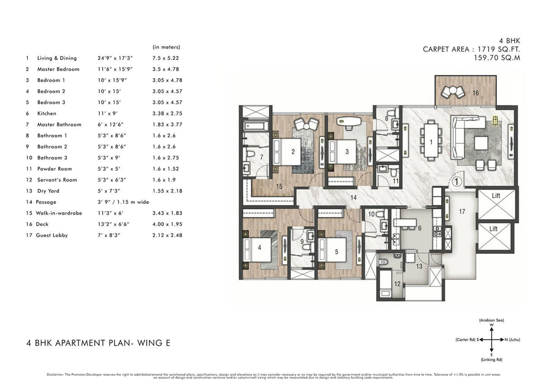 Rustomjee Paramount Khar(W) Wing E 4BHK Type1
