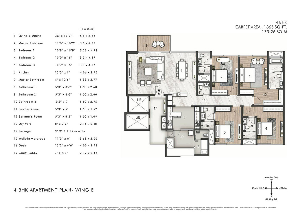 Rustomjee Paramount Khar(W) Wing E 4BHK Type2