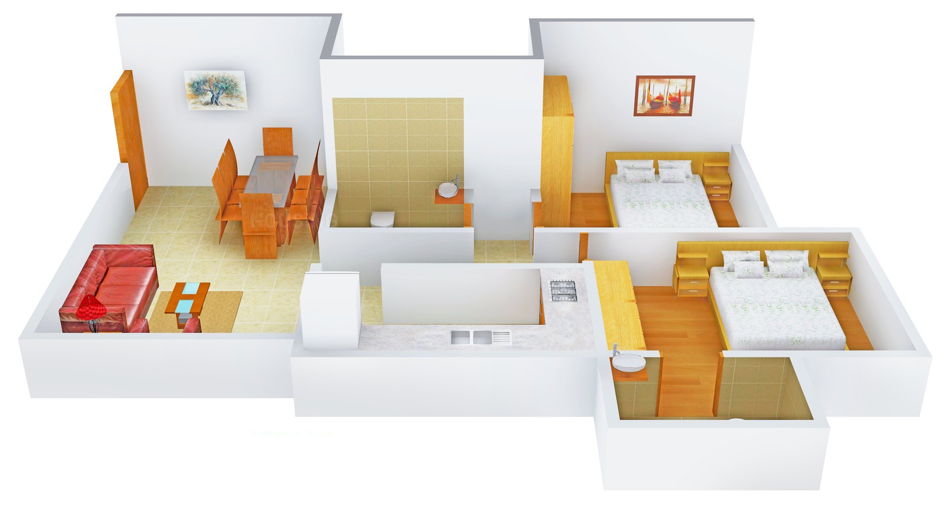 Vibgyor 2bhk Type II 3D