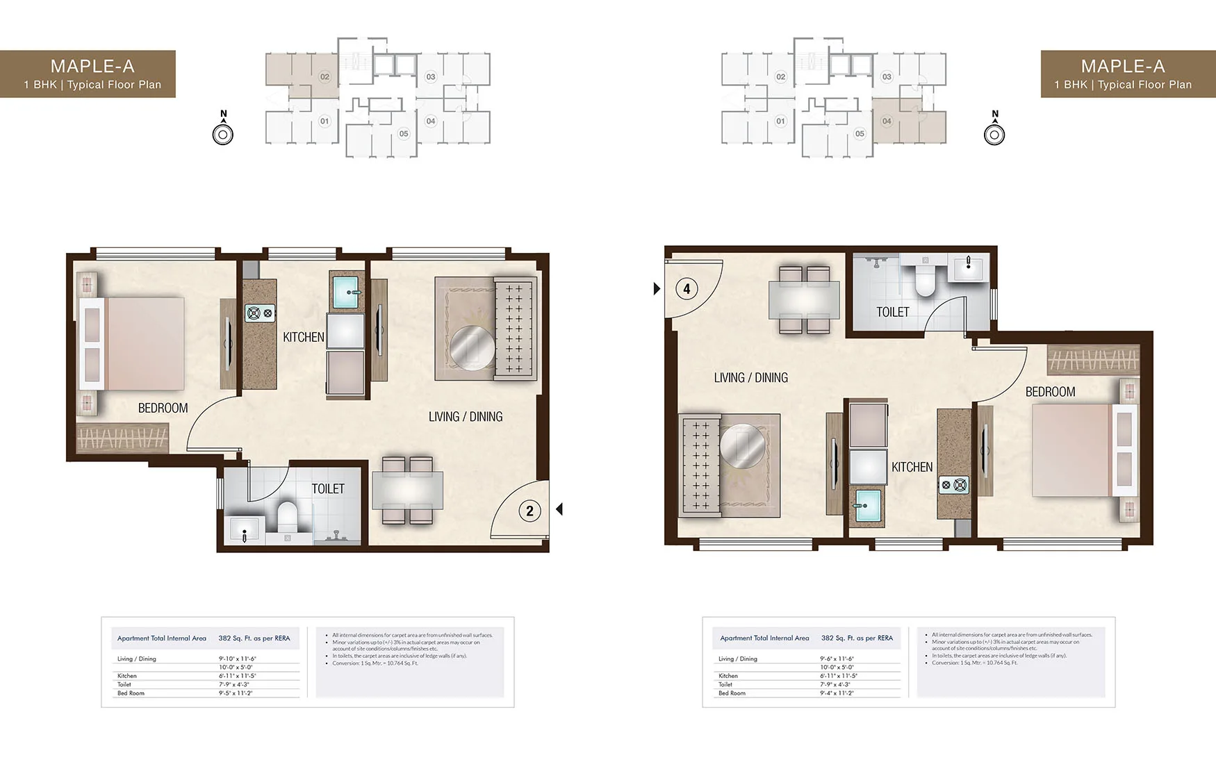 Hiranandani Gardens Powai Maple A- 1BHK-Typical Floor Plan