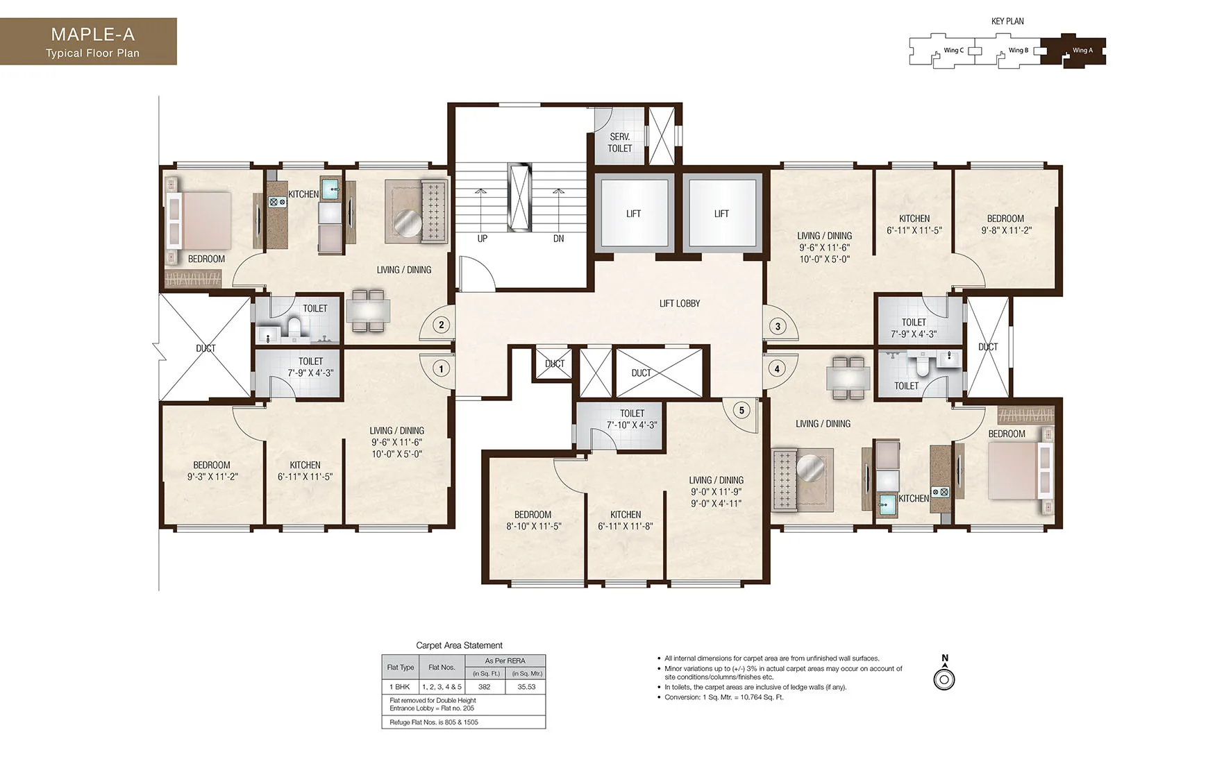Hiranandani Gardens Powai Maple A- Typical Floor Plan
