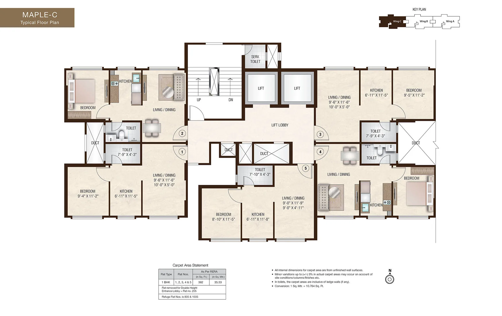Hiranandani Gardens Powai Maple C-Typical Floor Plan
