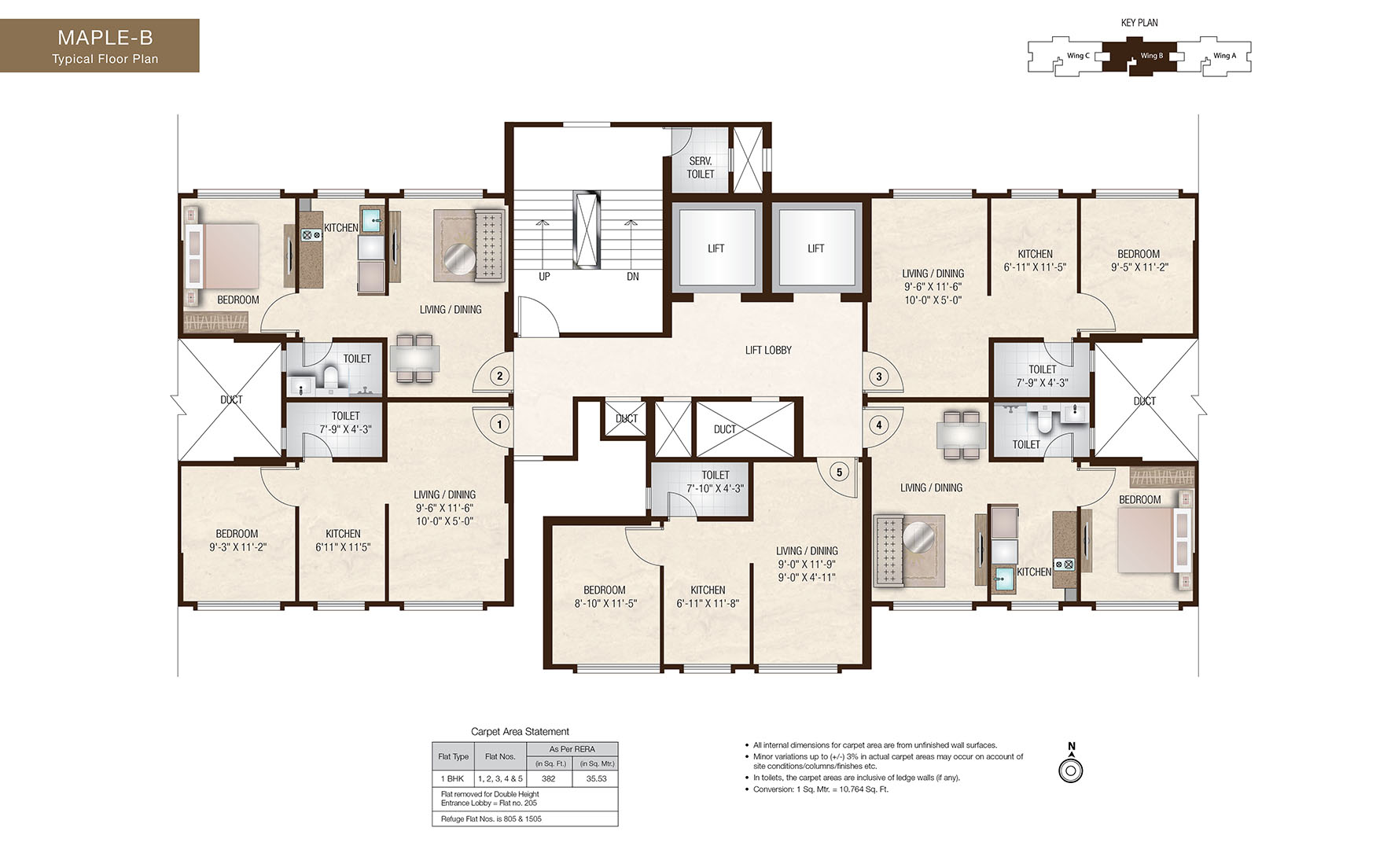 Hiranandani Gardens Powai Maple B-Typical Floor Plan