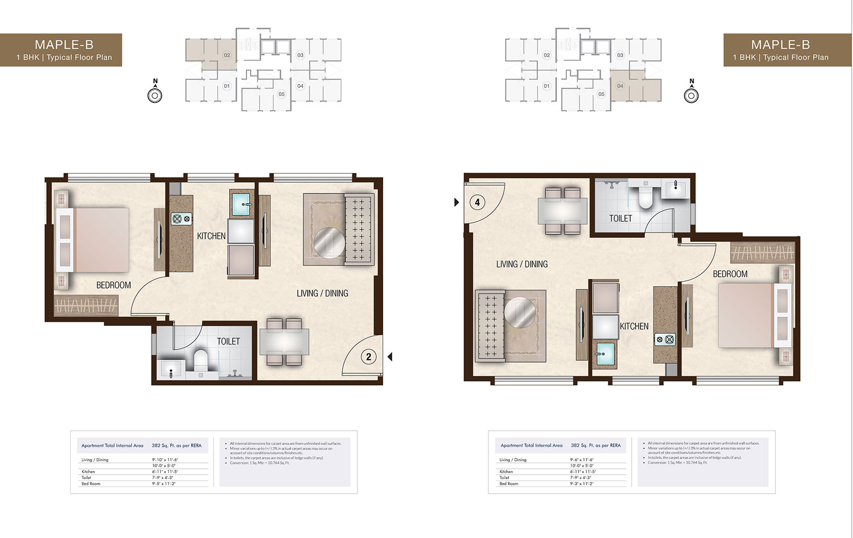Hiranandani Gardens Powai Maple B- 1BHK-Typical Floor Plan