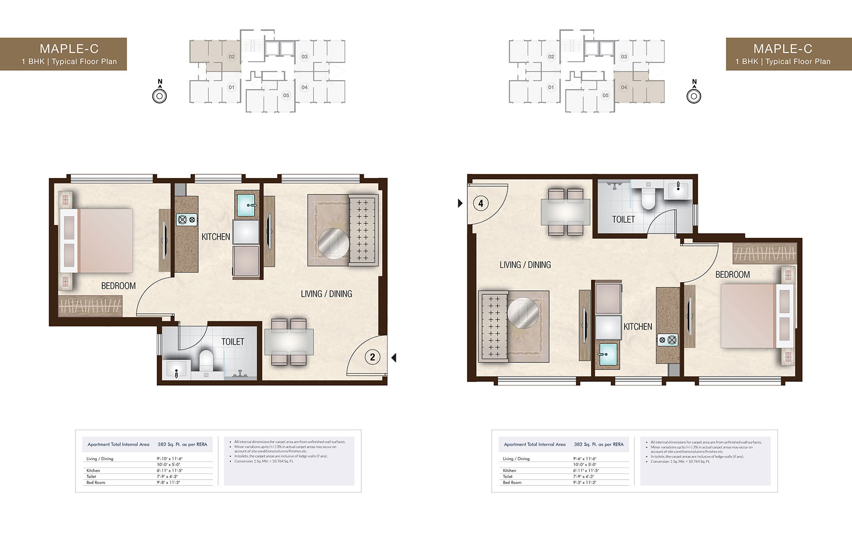 Hiranandani Gardens Powai Maple C- 1BHK-Typical Floor Plan