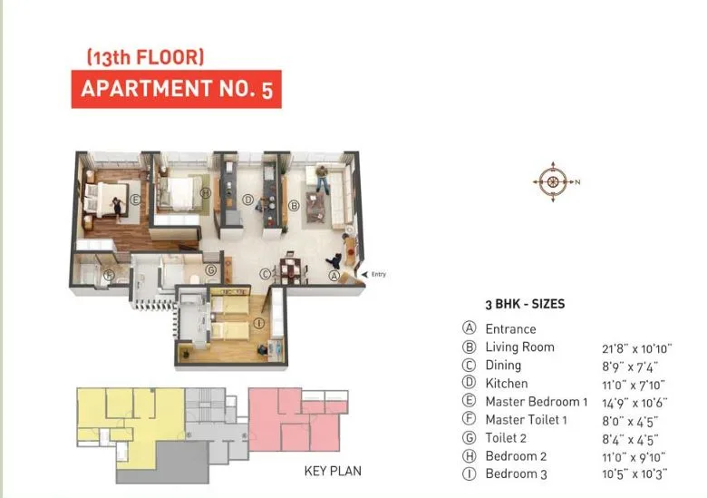 Cayenne 3BHK Unit 05 13th Floor