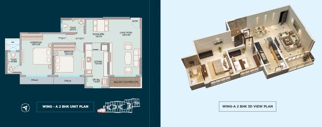 Harmony Wing A 2BHK Plan