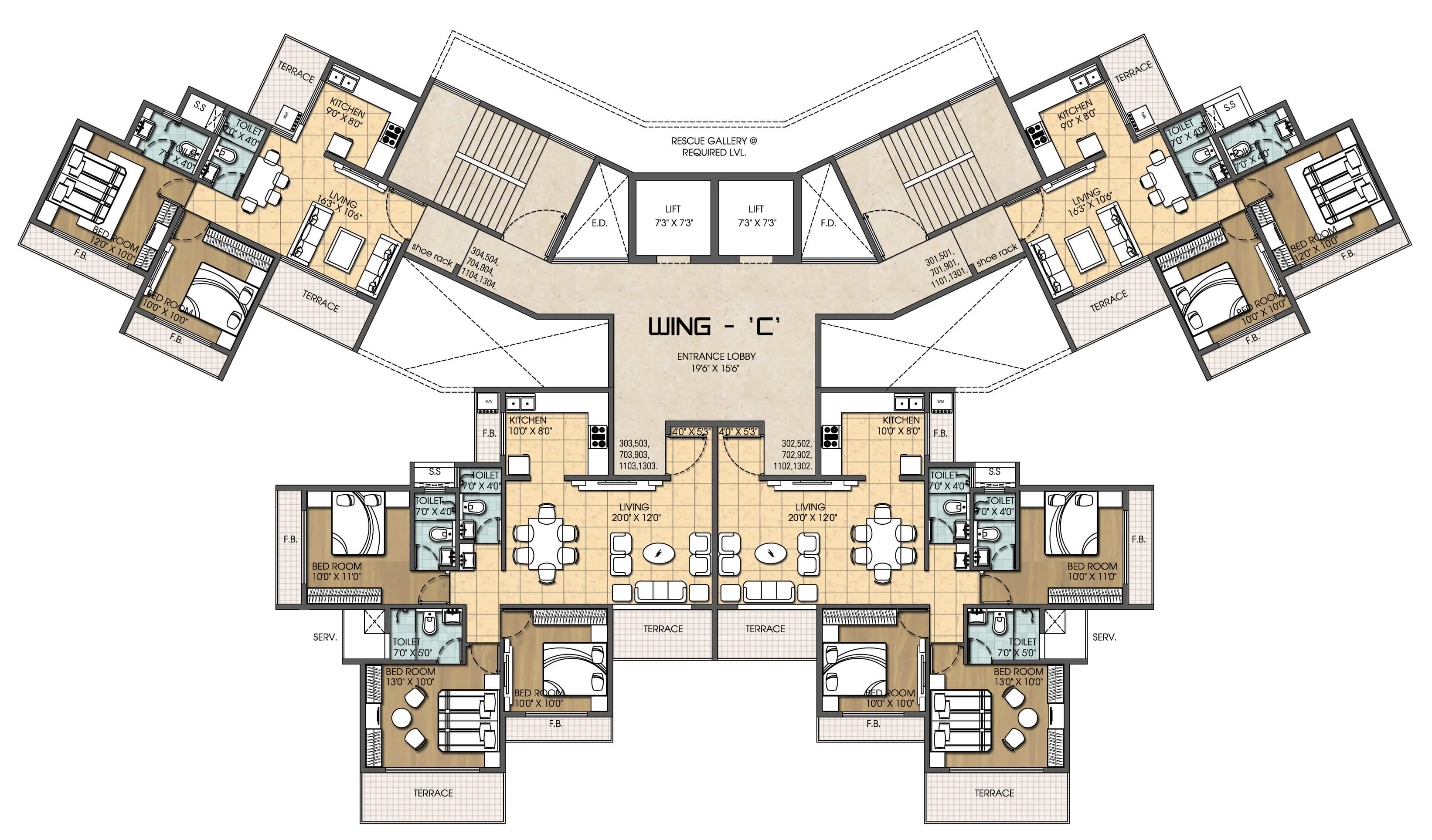 Wing C 11th floorplan — photo 15