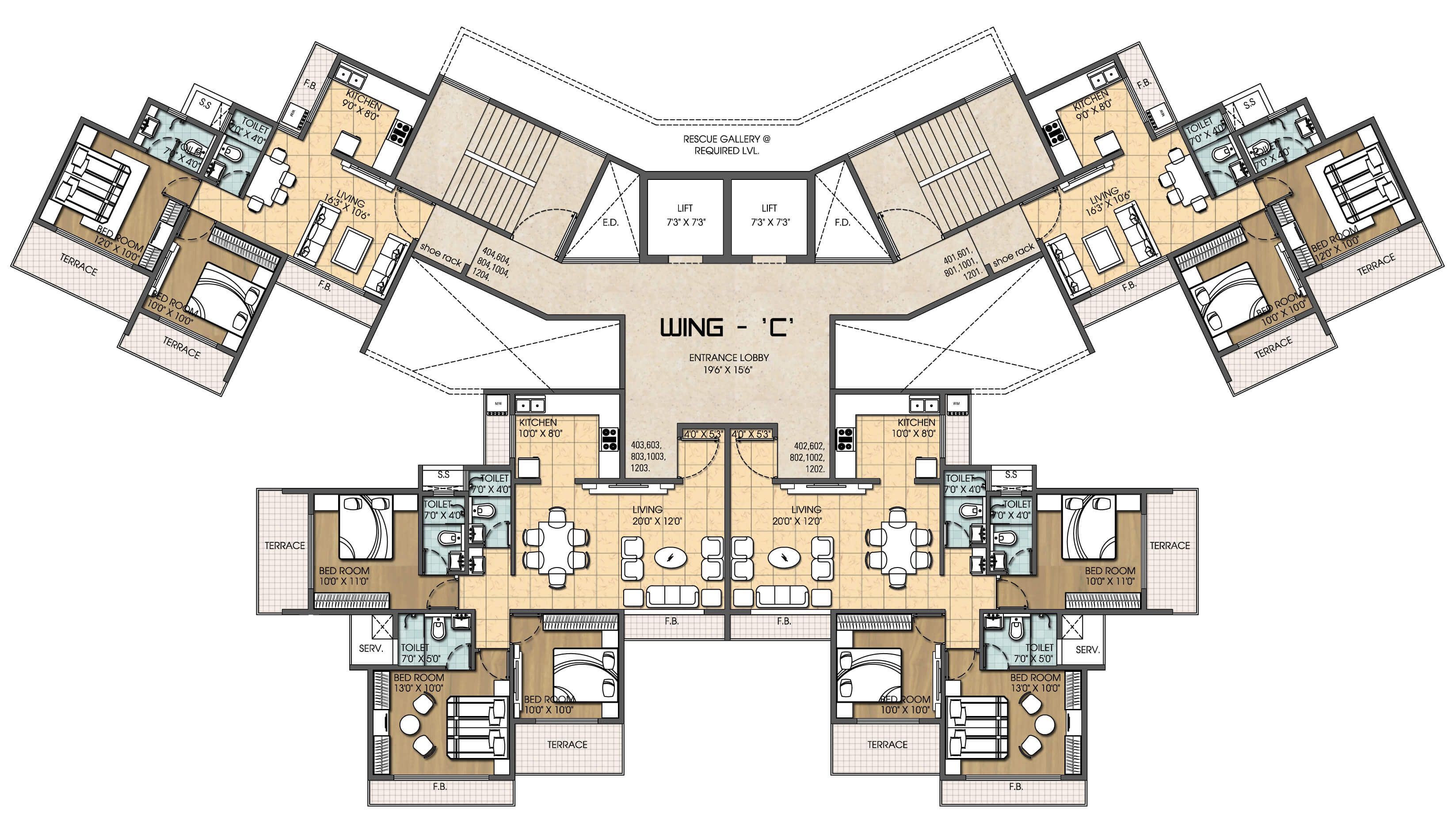 Wing C 12th floorplan
