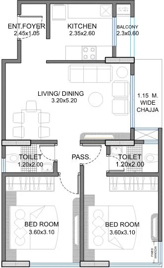 A wing 2BHk