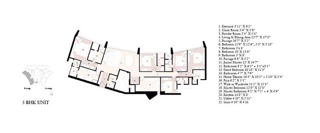 Lodha Kiara 5BHK Unit Plan