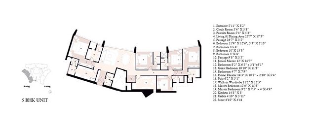Lodha Kiara 5BHK Unit Plan