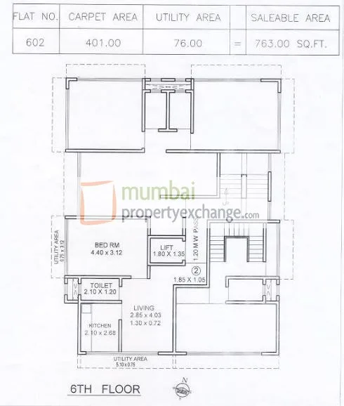 1 BHK Floor Plan