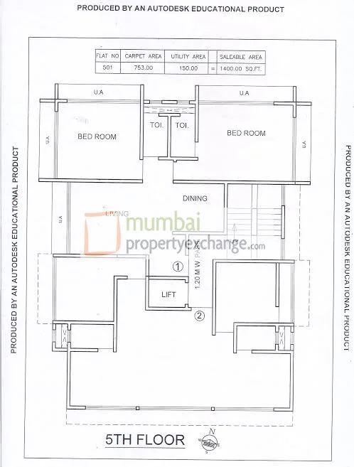 2 BHK Floor Plan