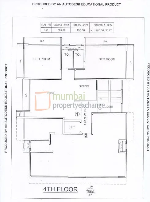 2 BHK Floor Plan