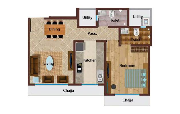 Sandhya Heritage 1BHK Plan