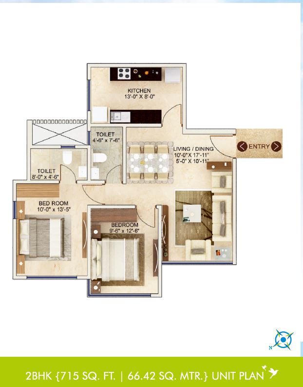 Aaradhya Residency 2BHK Plan Type-1