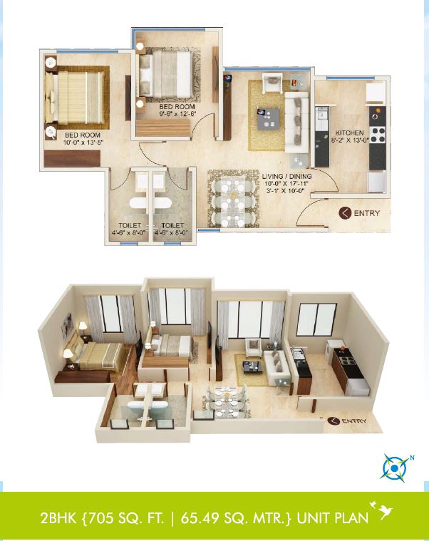Aaradhya Residency 2BHK Plan Type-2