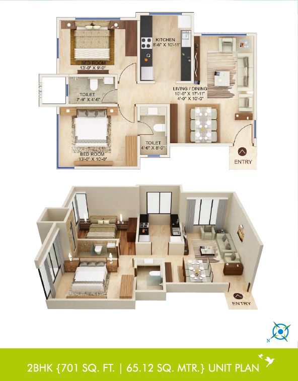 Aaradhya Residency 2BHK Plan Type-3