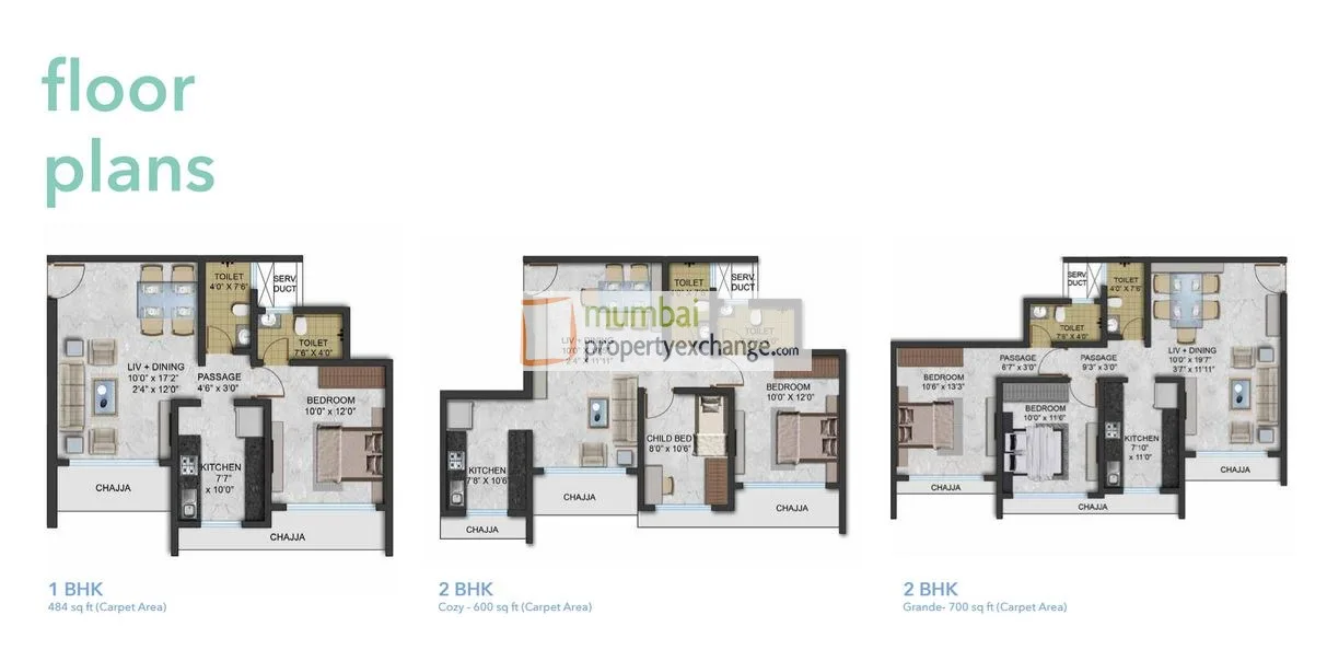1&2 BHK Floor Plan