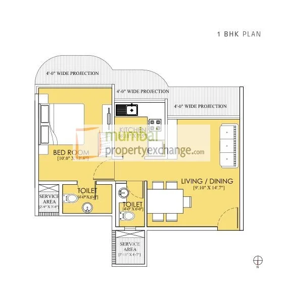 1 BHK Floor plan