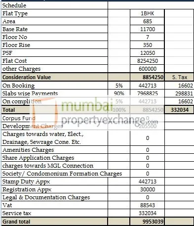 Subvention Scheme Cost Sheet