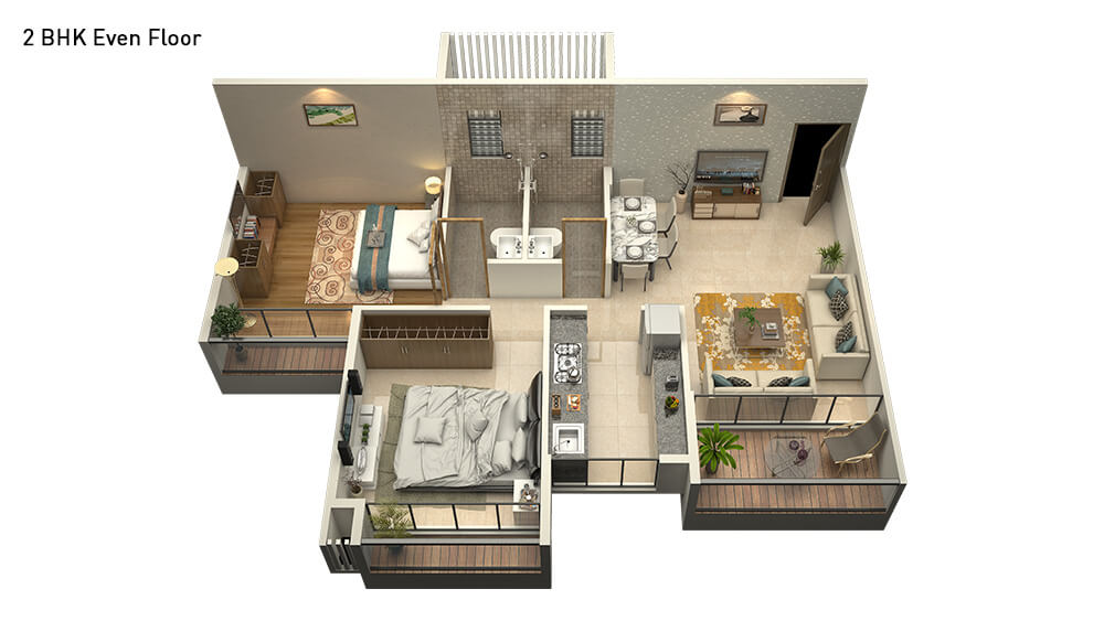 Goldcrest Residency 2BHK Even Floor Plan