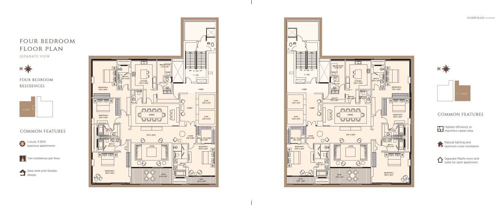 Peninsula Carmichael Residences 4BHK Plan