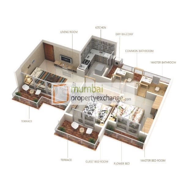 2 BHK Floor plan