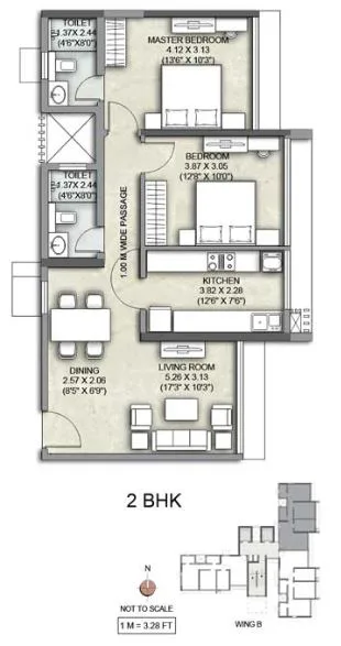Kalpataru Yashodhan 2BHK Wing B Type2